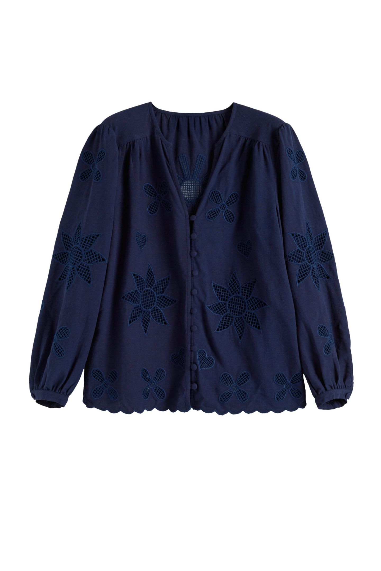 Женская блузка Chinti & Parker Linen-Blend Broderie, цвет: Синий — фото 2