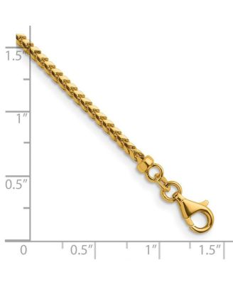 Solid 18k Yellow Gold Italian 7.5 Inch 2.4mm Wide Woven Franco Chain Bracelet