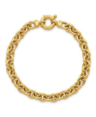 Solid 18k Yellow Gold Italian 7.5 Inch 7mm Large Rolo Link Toggle Bracelet