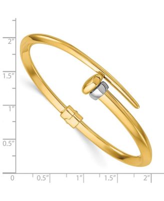 Solid 18k Two-tone Gold Italian 7 Inch Bypass Hinged Bangle Bracelet