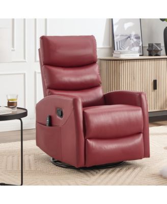 Recliner Chair with Heat Massage Manual Rocker and Swivel in Fabric