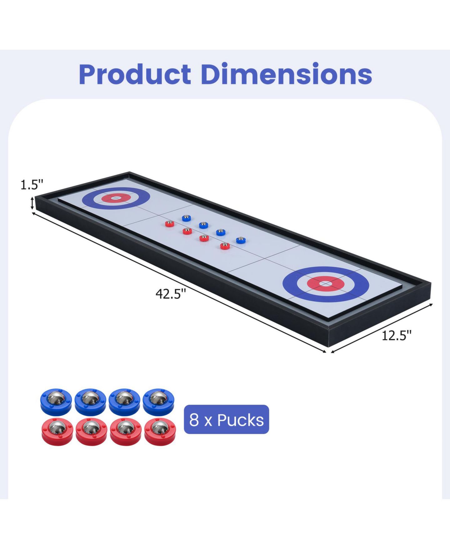 Детская игрушка Mecale 2-in-1 Portable Shuffleboard & Curling Game, Reversible Tabletop, цвет: Белый — фото 3
