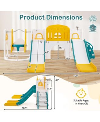 10-in-1 Toddler Slide and Swing Set with 2 Slides and Tunnel