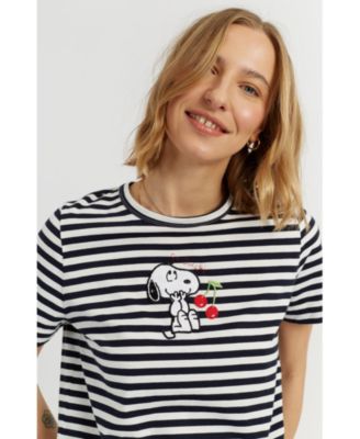 Women's Cotton Snoopy Breton Cherry T-Shirt