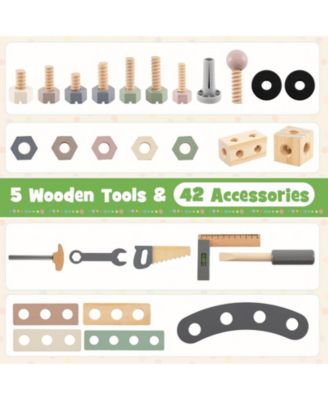 2-in-1 Kids Rolling Cart with Play Tools Set for Construction & Role Play