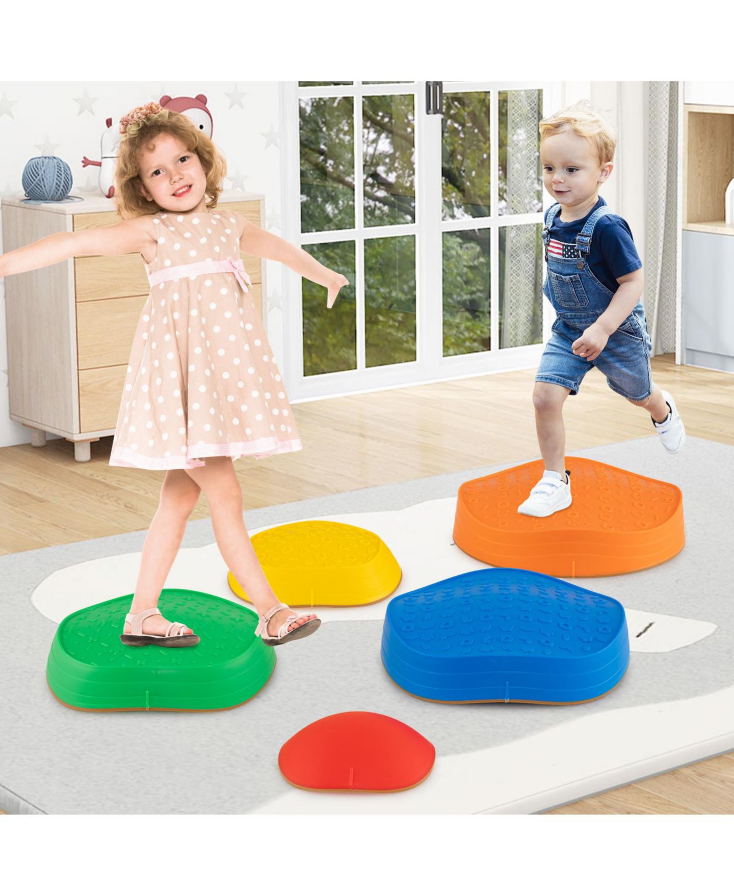 Детские игрушки Mecale 5-Piece Non-Slip Balance Stepping Stones, Ages 3+, цвет: Синий — фото 8