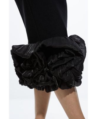 Women's Ruffle Hem Halter Knit Midi Dress