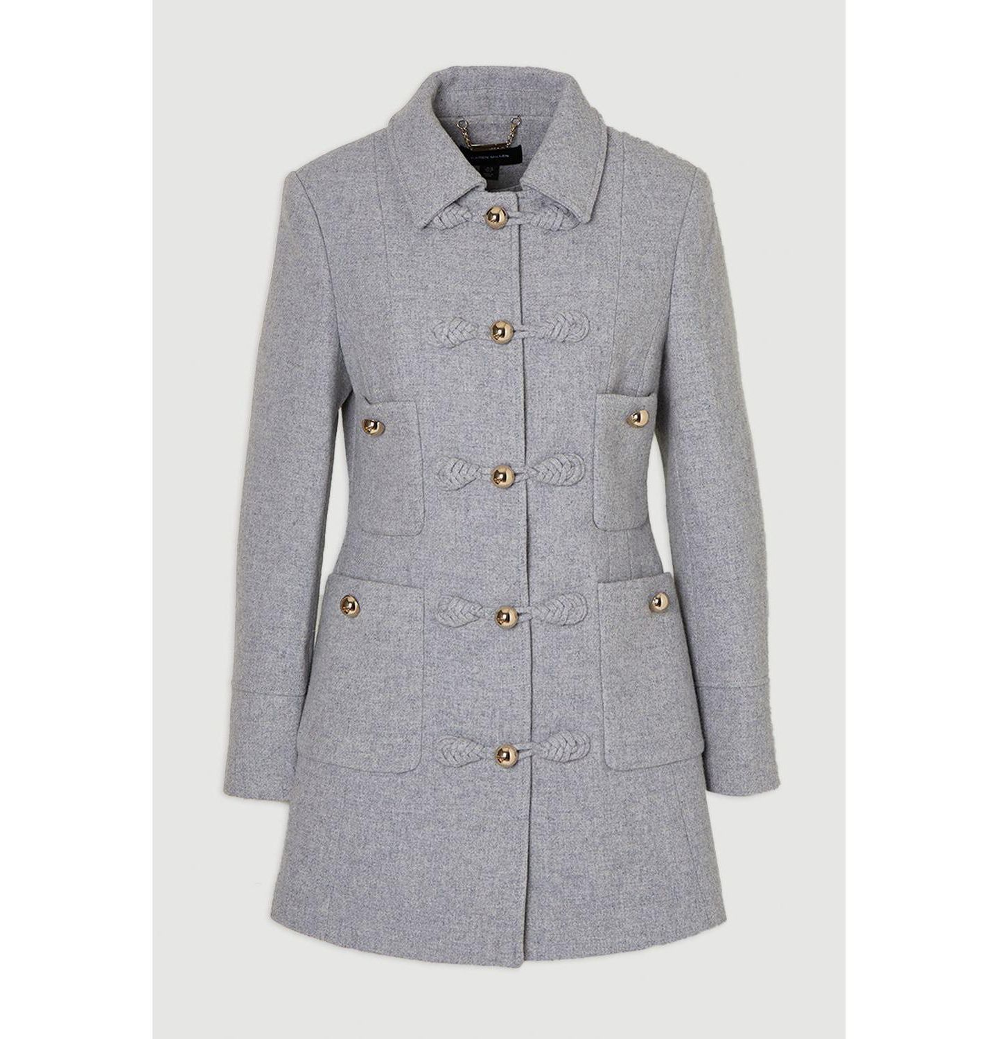 Женское пальто Karen Millen Sculpted Midi Knot-Front Occasion, цвет: Серый меланжевый — фото 4