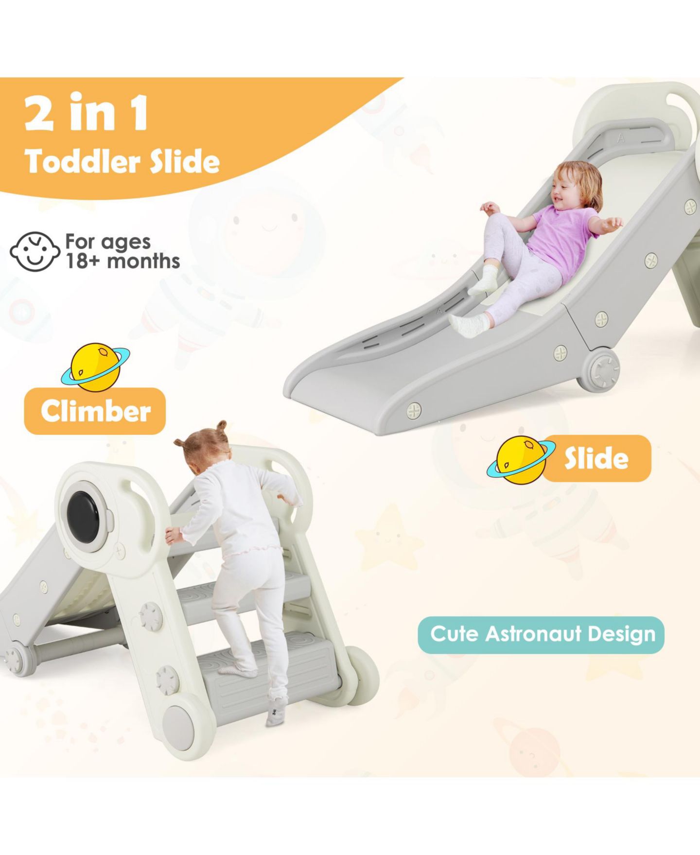 Детская игрушка Mecale 2-in-1 Baby Slide and Climber for Toddlers, 18+ Months, цвет: Белый — фото 3