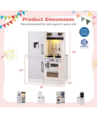 Dual-Sided Kids Play Kitchen with Water Dispenser & Range Hood for Ages 3