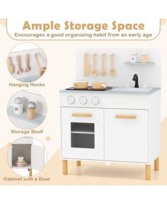 Kids Kitchen Playset with Cooking Accessories and Storage, Fun Pretend Play Toy