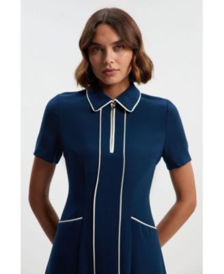 Women's Tailored Zip-Collar Midi Dress