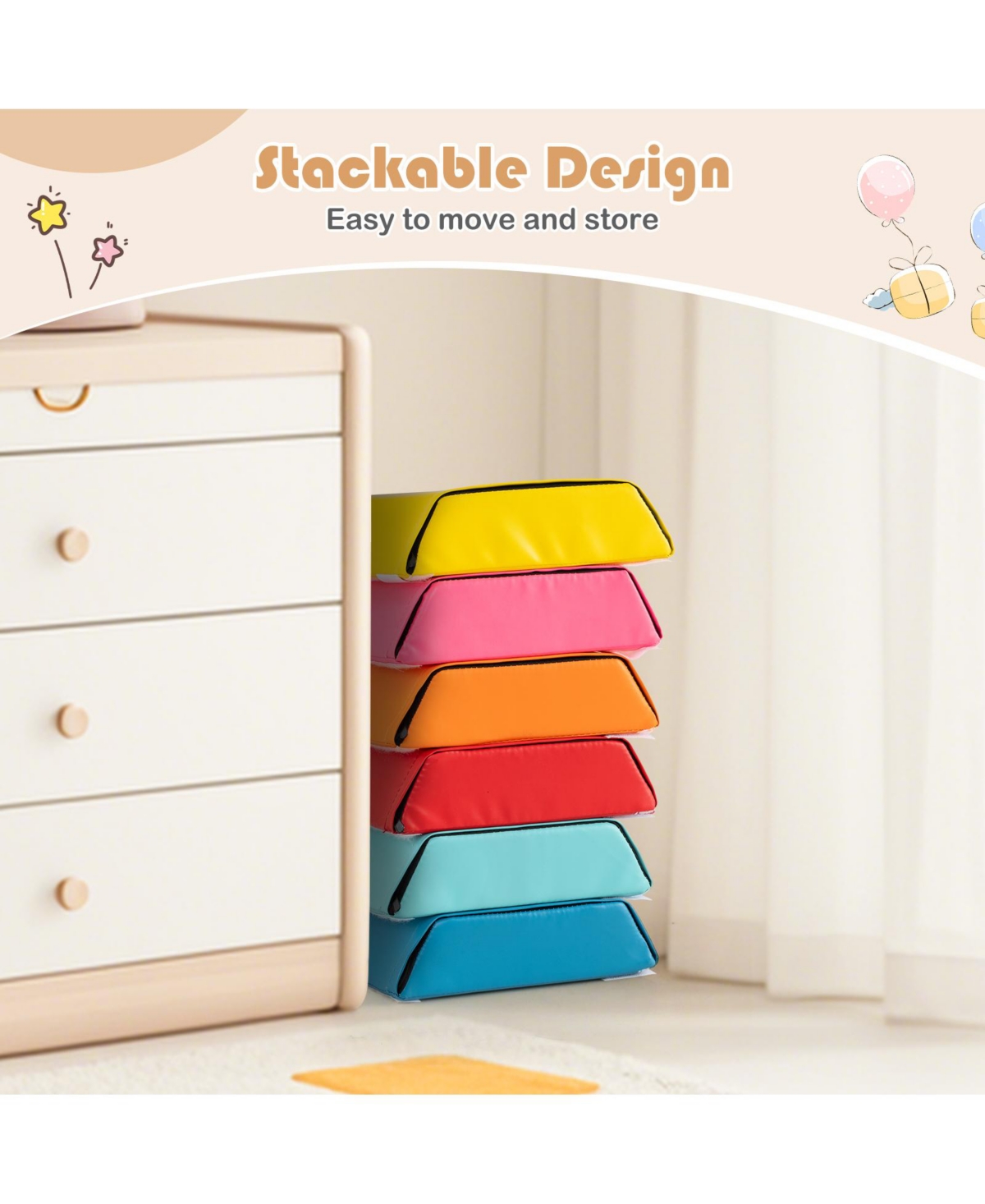 Mecale Hexagon Kids Ball Pit with Foam Mat, Detachable Pu Covers