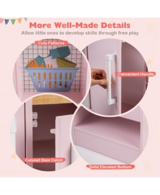 Dual-Sided Kids Play Kitchen with Water Dispenser & Range Hood for Ages 3