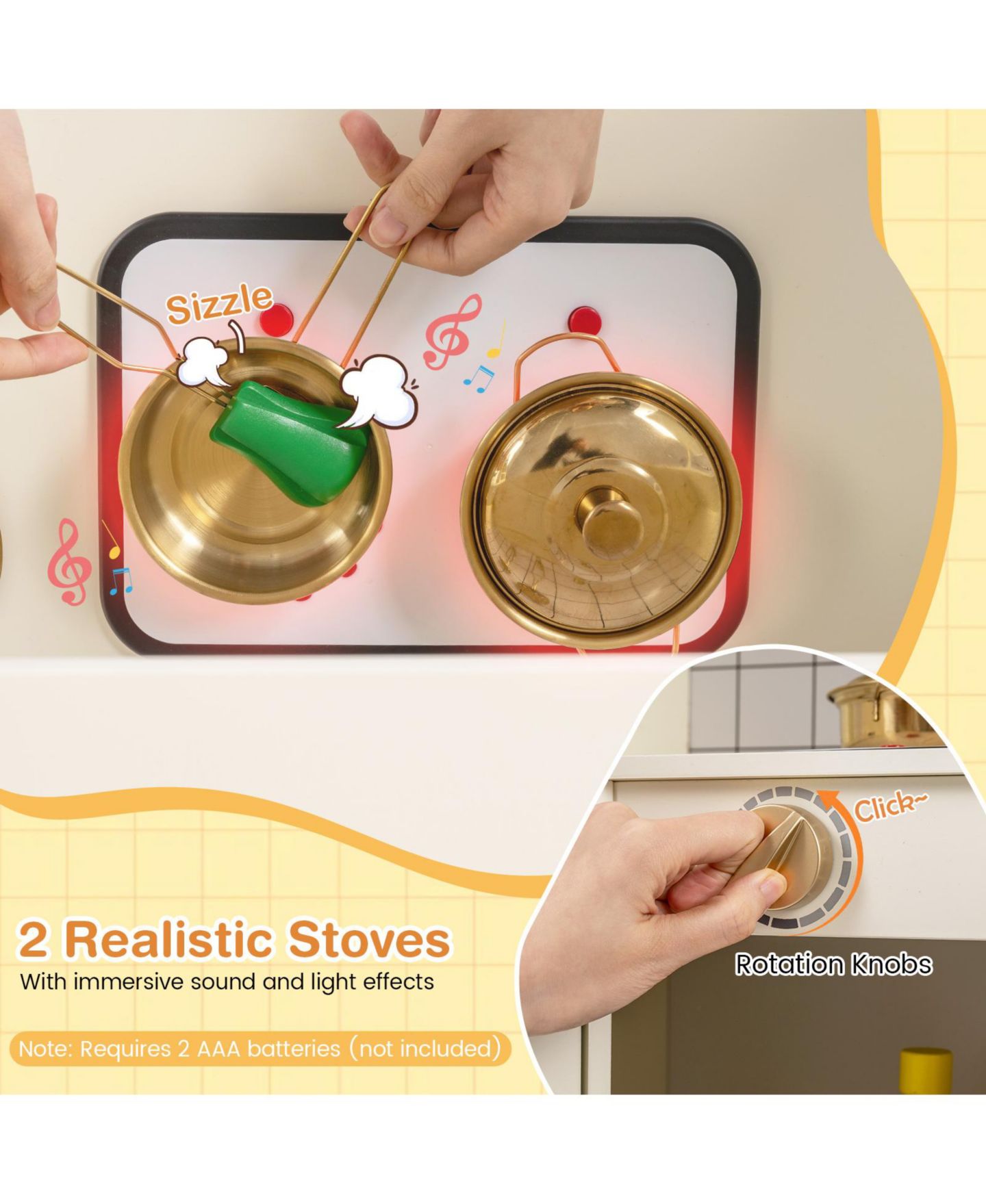 Детская игрушка Mecale Corner Light-and-Sound Stovetop Play Kitchen, Ages 3+, цвет: Белый — фото 5