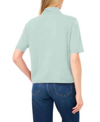 Women's Tie Neck Short-Sleeve Sweater