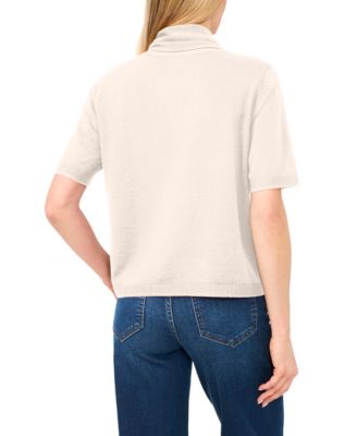 Women's Tie Neck Short-Sleeve Sweater