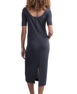 Women's Linen Cotton Blend Button Back Dress