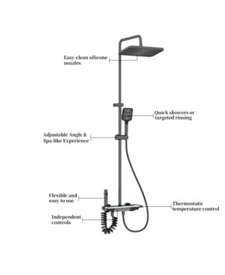 3-Spray Shower Faucet 2.5 GPM with Digital Display, LED Ambient Light, and 3-Mode Hand Shower.