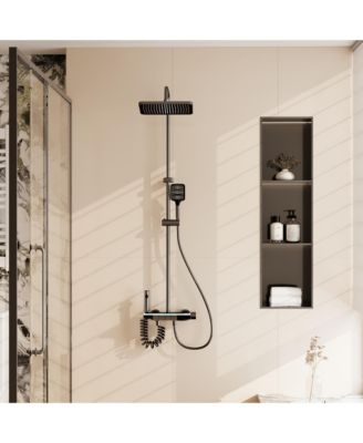 3-Spray Shower Faucet 2.5 GPM with Digital Display, LED Ambient Light, and 3-Mode Hand Shower.