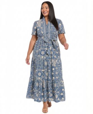 Plus Size Printed Tiered Dress