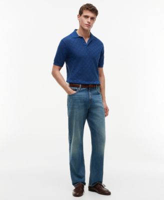 Men's Short-Sleeve Pointelle Knit Pattern Polo Shirt