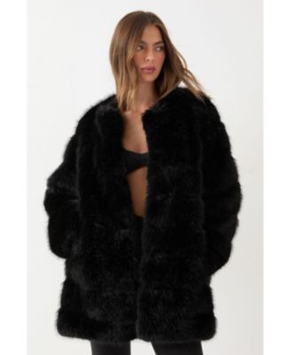 Women's Panelled Faux Fur Coat