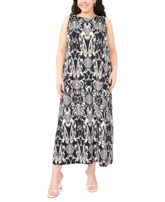 Plus Size Printed Round Neck Sleeveless Maxi Dress