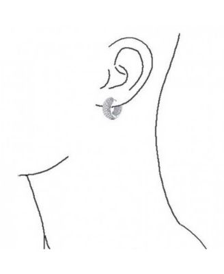 Cubic Zirconia Pave CZ 5 Row Huggie Mini Hoop Earrings Hinge Style Silver Plated