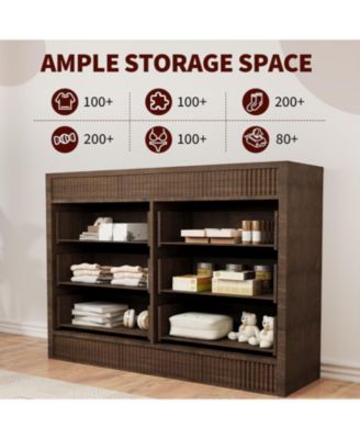 6 Drawer Dresser for Bedroom, Wooden Fluted Chest of Drawers, Modern Oak Storage Organizer for Living Room, Hallway, Entryway