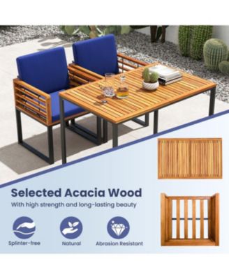 Outdoor Acacia Wood Dining Chair Set with Comfortable Cushions