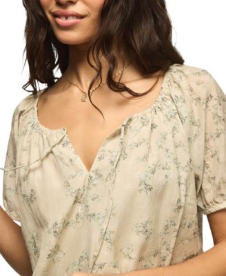 Women's Short-Sleeve Scoop Neck Bubble Top