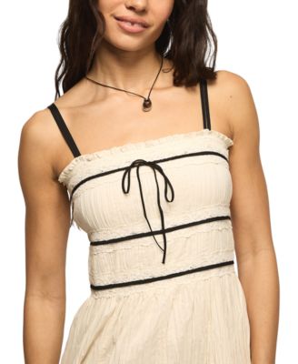 Women's Contrast Piped Square Neck Dress