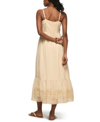Women's Flowy Cutwork Square Neck Dress