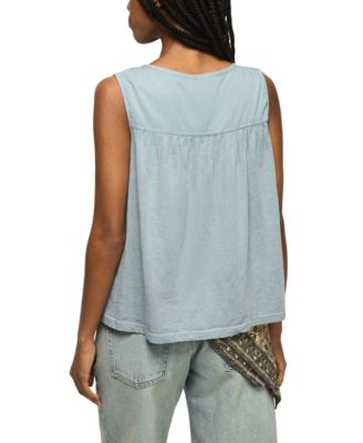 Women's Lace Yoke V-Neck Top