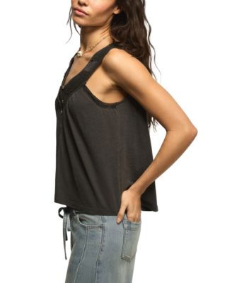 Women's Lace Yoke V-Neck Top