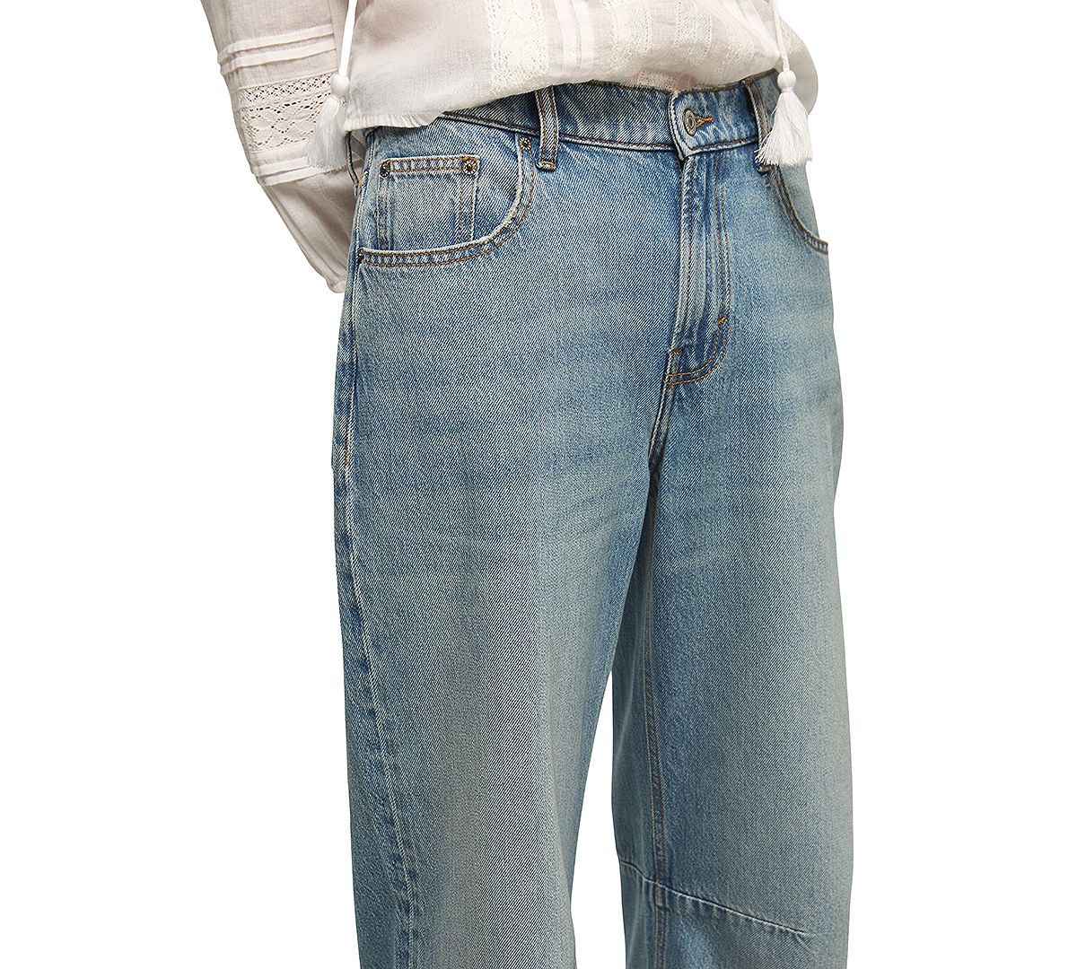 Lucky Brand Women's Cotton Barrel Wide-Leg Mid-Rise Jeans view 4 — MAYCSS fashion products