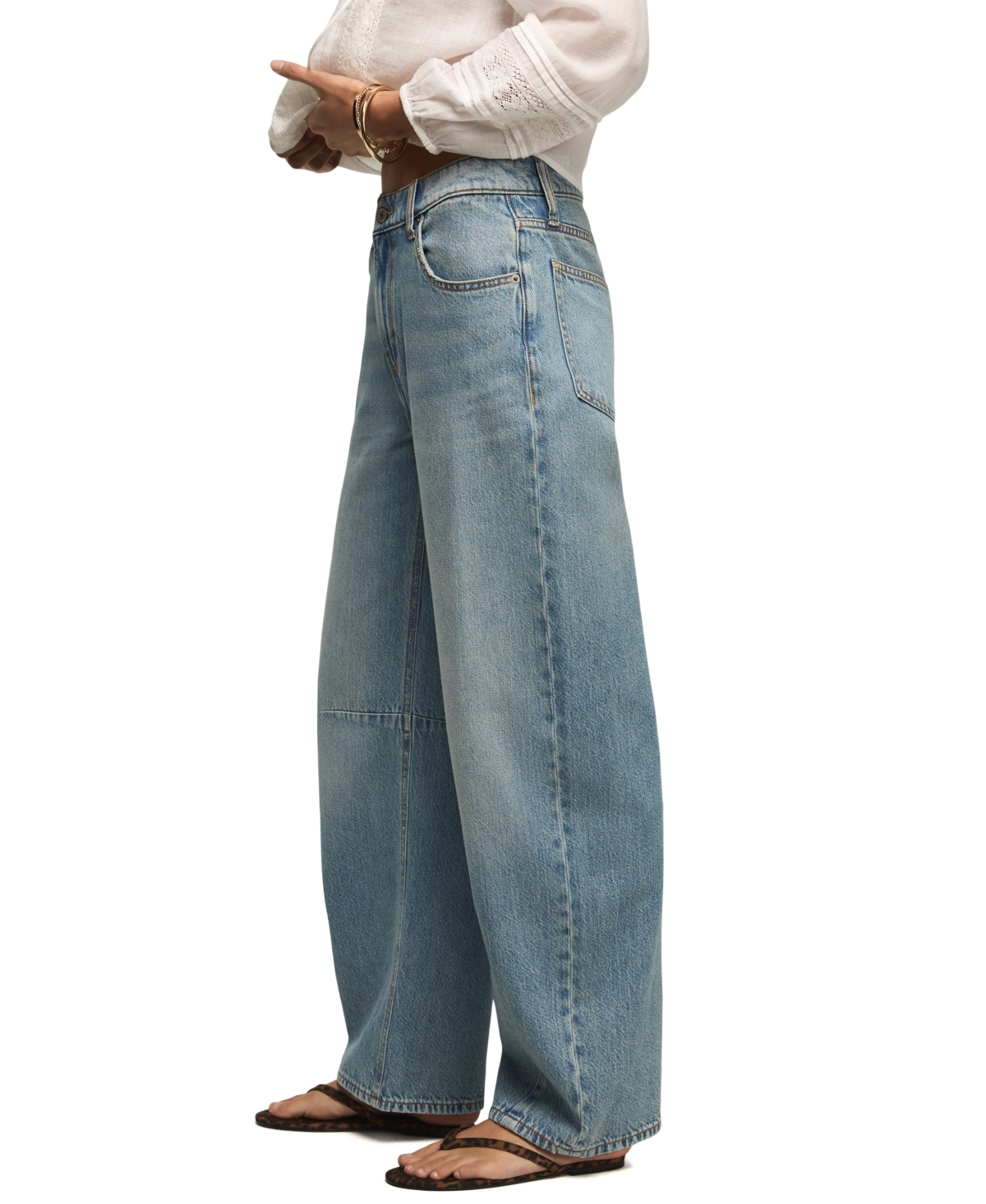 Lucky Brand Women's Cotton Barrel Wide-Leg Mid-Rise Jeans
