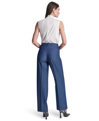 Petite Dressy Straight Fit Denim Trousers
