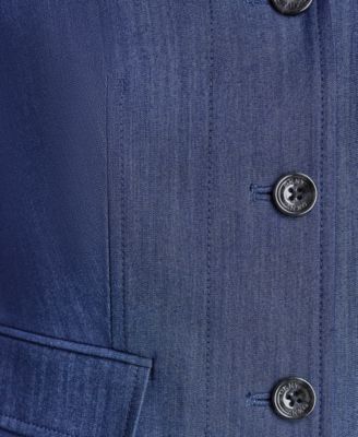 Petite Dressy Denim Notch Collar Cropped Jacket