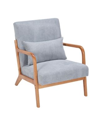 Mid-Century Modern Chair with Pillow Upholstered and Solid Wood Frame