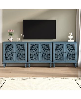 Vintage Carved Accent Cabinet, 2-Door Display Storage Sideboard