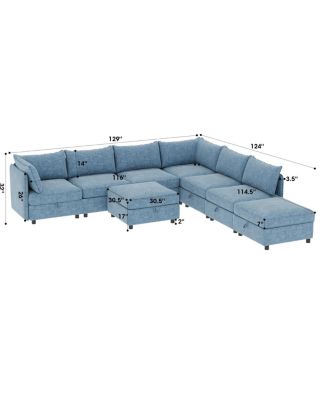 Modular Sectional Sofa with Storage & Sleeper - Flexible Fabric Combinations