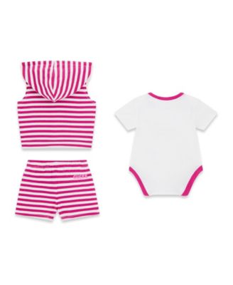 Baby Girls' Hooded Vest, Short-Sleeve Bodysuit, and Shorts, 3-Piece Set
