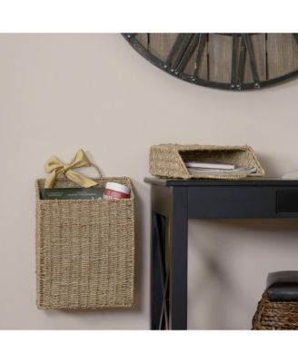 Rectangular Wicker Hanging Baskets, Set of 2, Small and Large