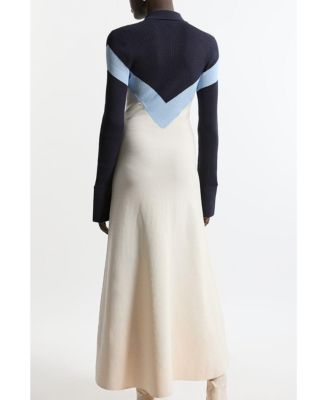 Women's Rib-Knit Polo Top Maxi Dress