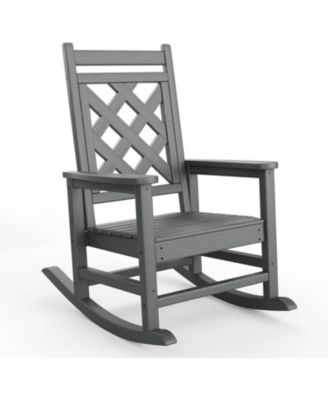 Outdoor Adirondack Rocking Chair, All Weather HDPE Fire Pit Chair with Wide Back