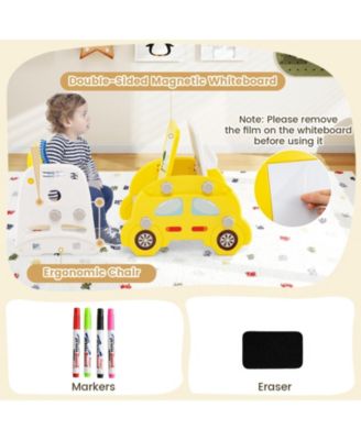 5-in-1 Convertible Toddler Slide Set with Art Easel, Stool and Book Rack