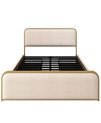 Modern Metal Bed Frame with 4 Storage Drawers