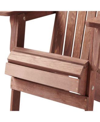 Outdoor Wooden Folding Adirondack Chair with BackRest & SeatBoard, Wood Patio Chair